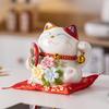5,2-дюймовая керамическая копилка Maneki Neko, цветок, украшение для счастливого кота, украшение для рабочего стола, центральный элемент, фигурка кота-копилки