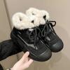 Platform Fur Ankle Snow Boots Women Cotton Shoes Flats Plush Warm Sneaker Winter Fad 2024 Trend Suede Casual Lace Up Botas Mujer