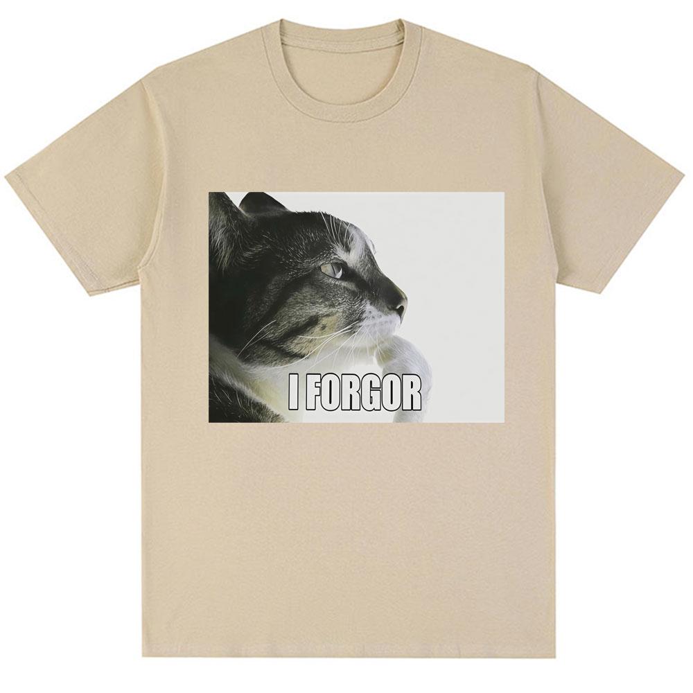 Я Забыл Смешной Мем с Котом Графическая Футболка Мужская Женская Модная Юмор Винтажные Футболки Оверсайз Хлопок Повседневная Футболка Уличная Одежда Подарки