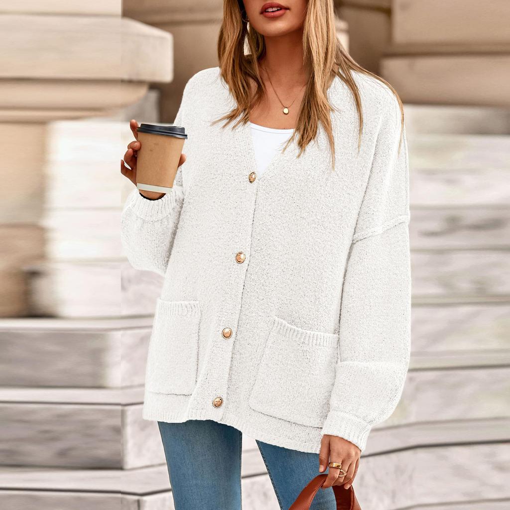 Sweaters For Women Button Long Sleeve Knit Sweater Coats With Pockets