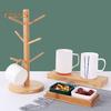 Wooden Mug Holder Tree 6 Hooks Heavy Duty Multifunctional Tea Coffee Cup Organizer Hanger Stand Storage Drain Rack Home Supplies