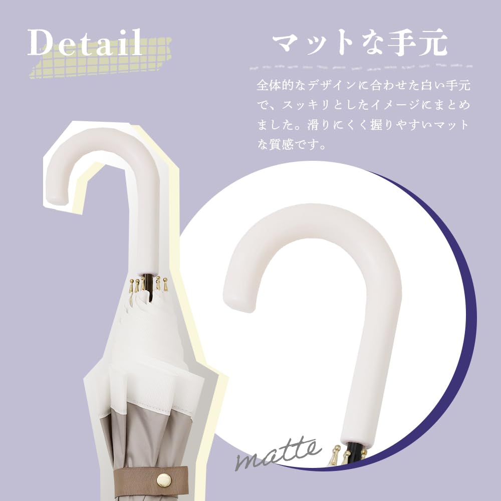 Ogawa Длинный Зонт от Солнца с Блокировкой УФ-лучей Подходит для Солнца и Гросгрейн Простой Идеальный Подарок для или в качестве Праздника LINEDROPS 57412 Женский Зонт, Коэффициент