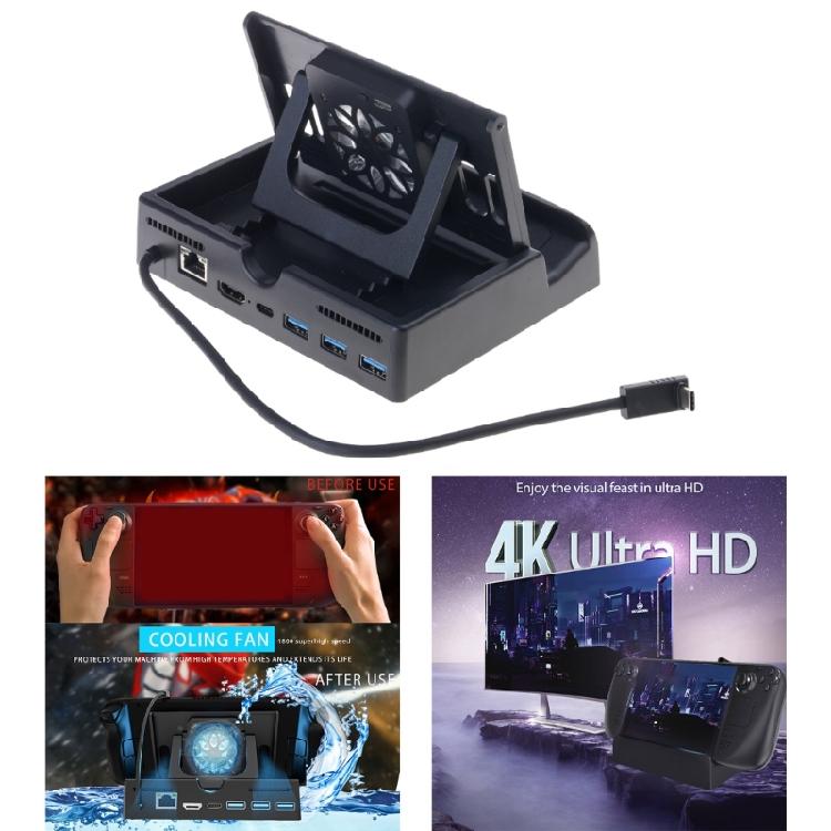 6-в-1 док-станция для Steam Deck с HDMI 2.0 4K@60Hz Gigabit-Ethernet 3 портами USB 3.0