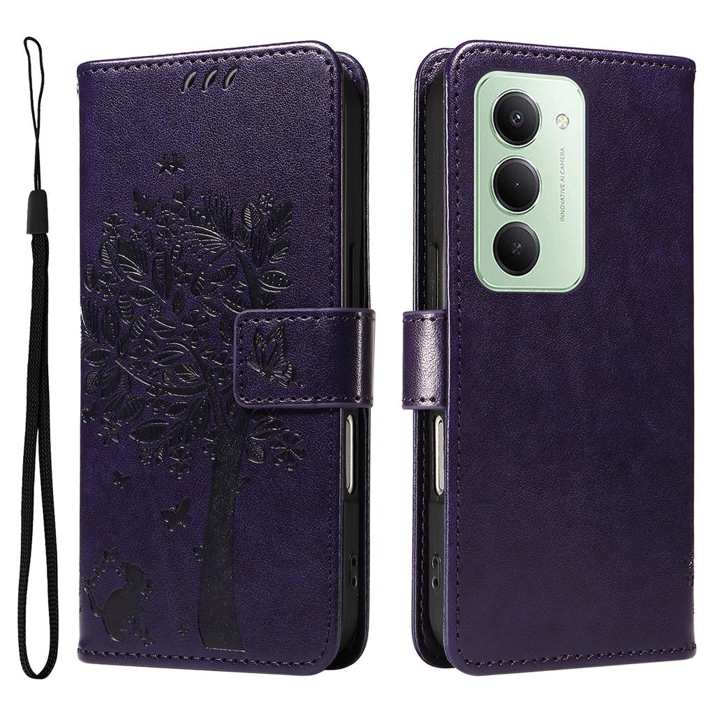 For Xiaomi Redmi 15 5G (Global) (169mm) Phone Case with Stand Cat Tree Pattern Leather Wallet Mobile Cover