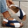 Women's Platform Color Block Gladiator Sandals Chunky Sole Velcro Open Toe Beach Slides