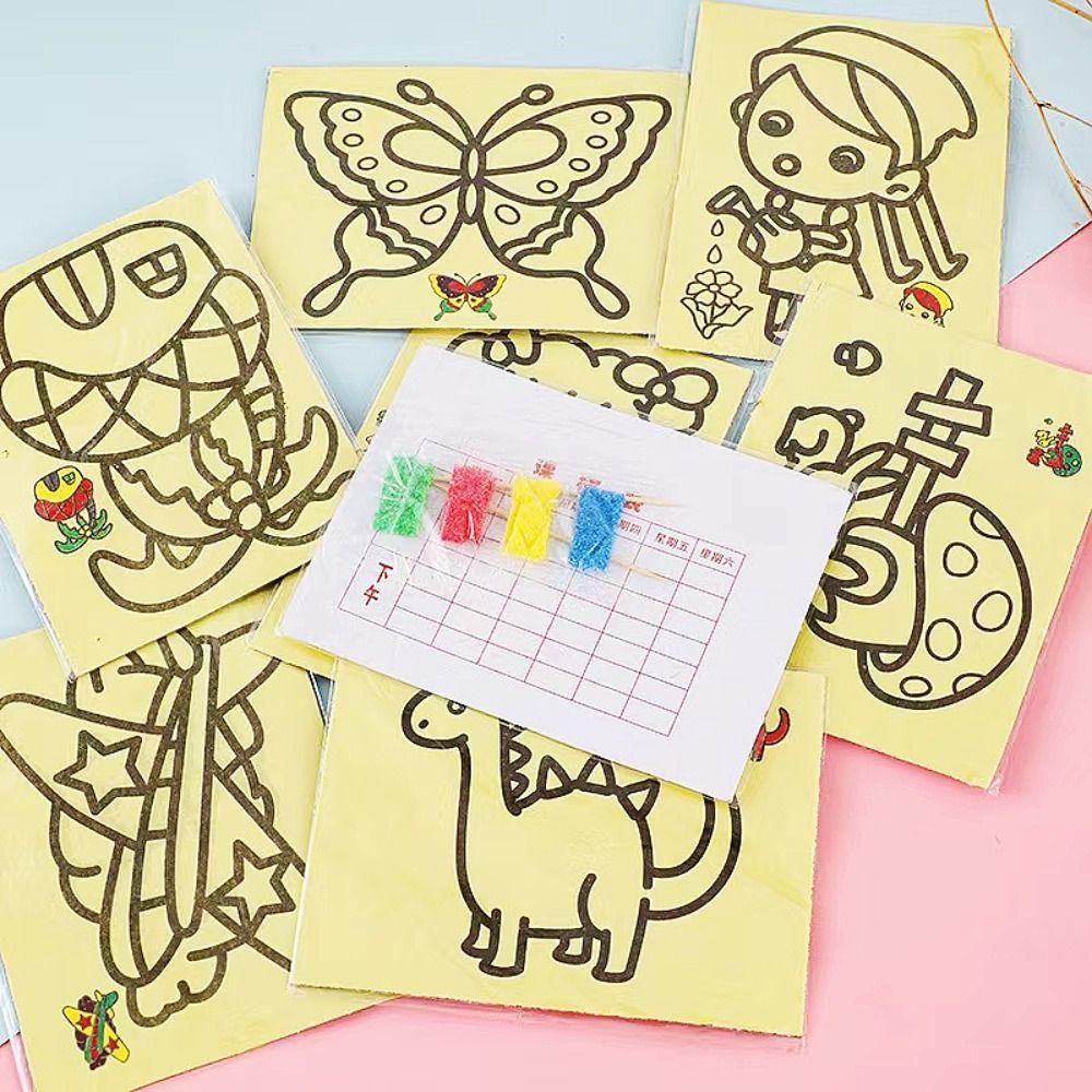 Brush Art Painting Sand Painting Set Paper Picture Drawing Coloring Toys Children/Kids/Toddlers