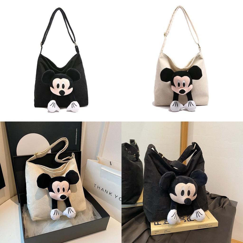 Mickey Mouse Canvas Shoulder Bag With Zipper Closure For Daily Casual Wear