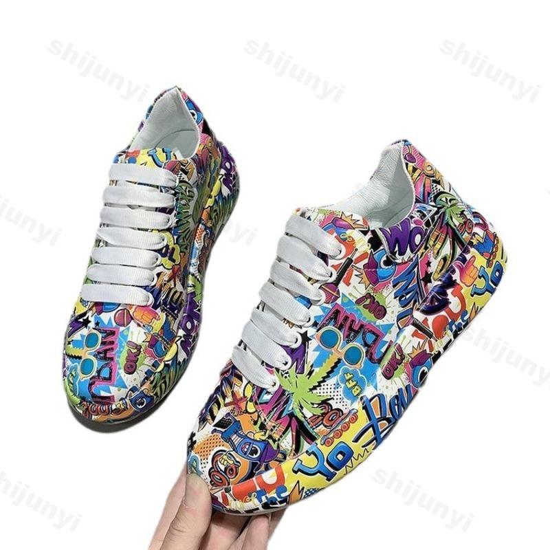 Fashion Autumn Women Casual Sneakers Graffiti Fashion Platform Non Slip Thick Sole Sports Shoe Comfortable Casual Shoes Zapatos Mujer