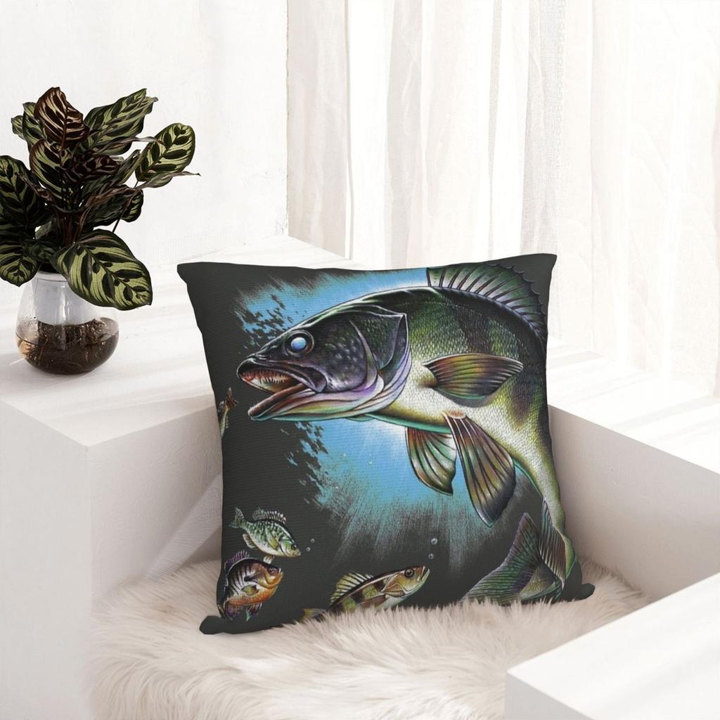 Vintage Fish Trout Pillow Cover Cartoon Fishes Cute Funny Pillow Case For Sofa Car Home Decor Cushion Cover SoftPillowcases Gift