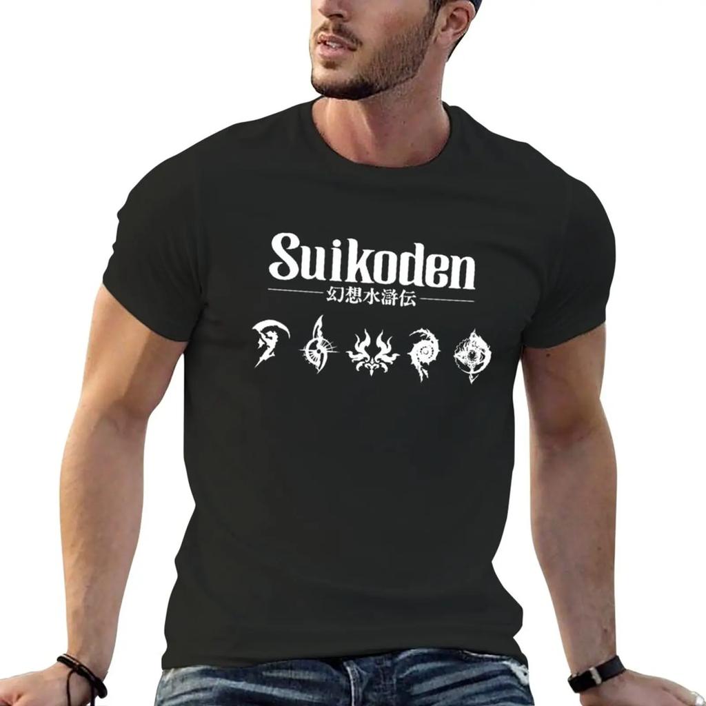 Футболка Suikoden с Рунами Короткий рукав Быстросохнущая футболка Эстетичная одежда футболки мужские