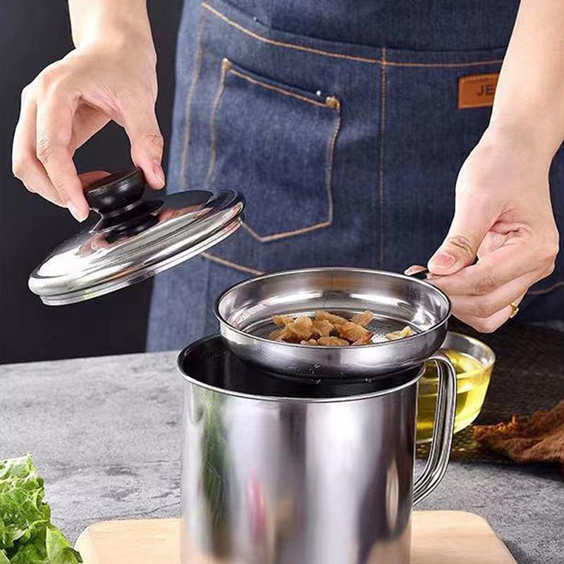 Горшок с масляным фильтром из нержавеющей стали, сито для сала, бак-контейнер, кувшин большой емкости, банка для хранения, кухонные инструменты, горшок с масляным фильтром