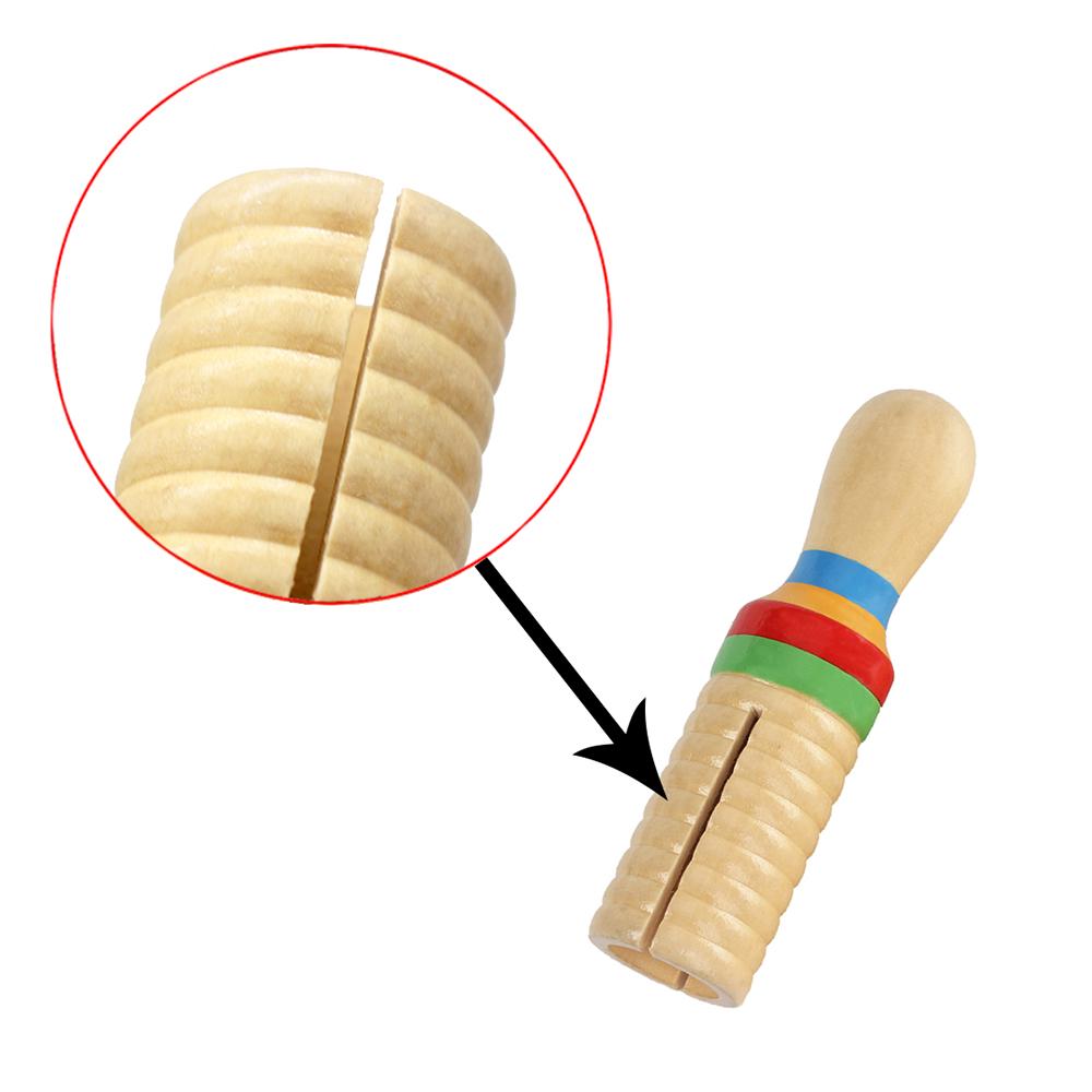 Colorful Wooden Crow Sounder Wood Guiro Kids Children Musical Toy Persussion Instrument