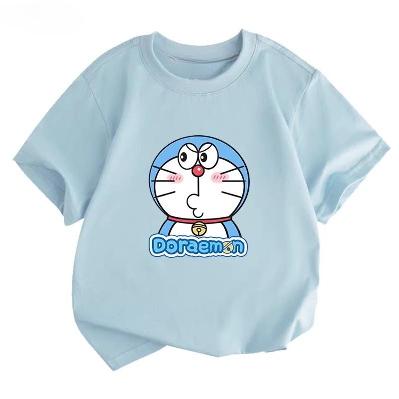 Potdemiel Doraemon Children's T-Shirt, New Summer Style, Comfortable and Breathable Top for Boys and Girls
