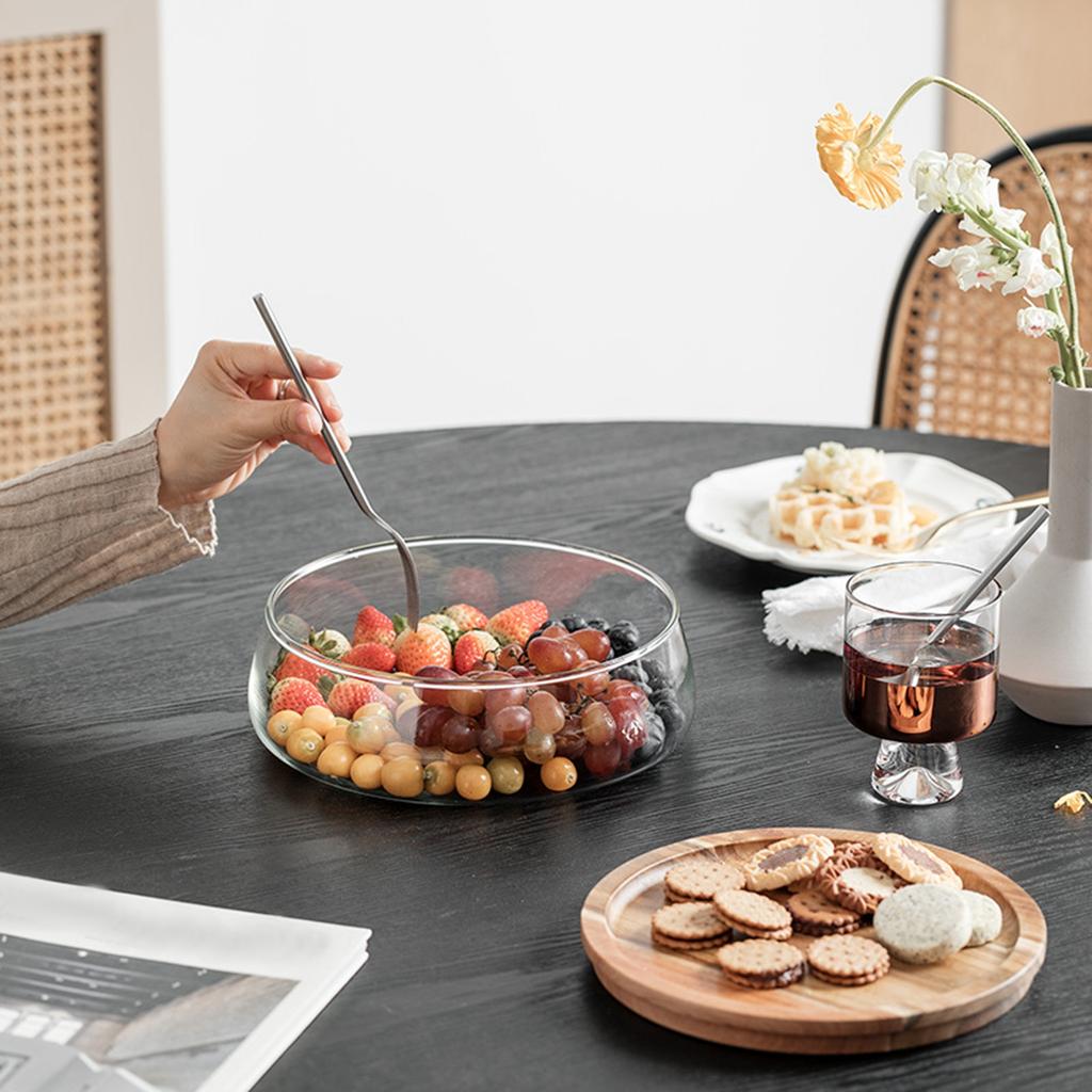 Glass Bowl with Wood Plate Fruit Nut Dried Candy Serving Tray Storage Box with Lid Dry Fruits Container Home Kitchen Supplies