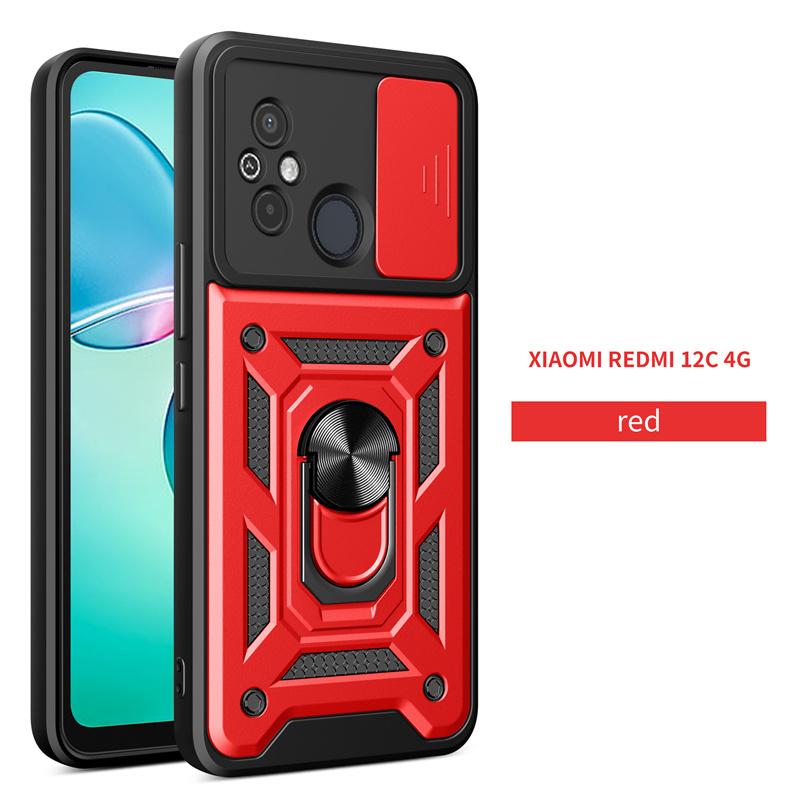 Для Xiaomi Redmi 12C чехол противоударный Armor Ring Holder телефонные чехлы для Xiaomi Redmi 12C 12 C Redmi12C Slide Lens Protective Cover