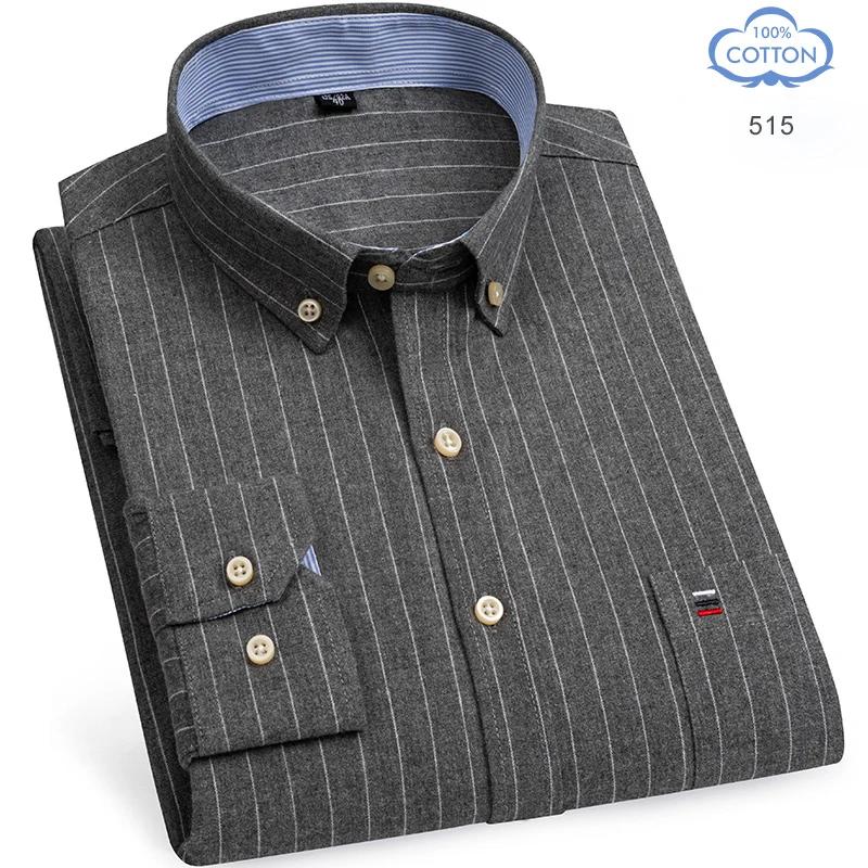 Мужские рубашки из 100% чистого хлопка Оксфорд с длинным рукавом Клетчатая рубашка Полосатая Мужская Деловая Тартан Красная рубашка Мужская Дизайнерская одежда