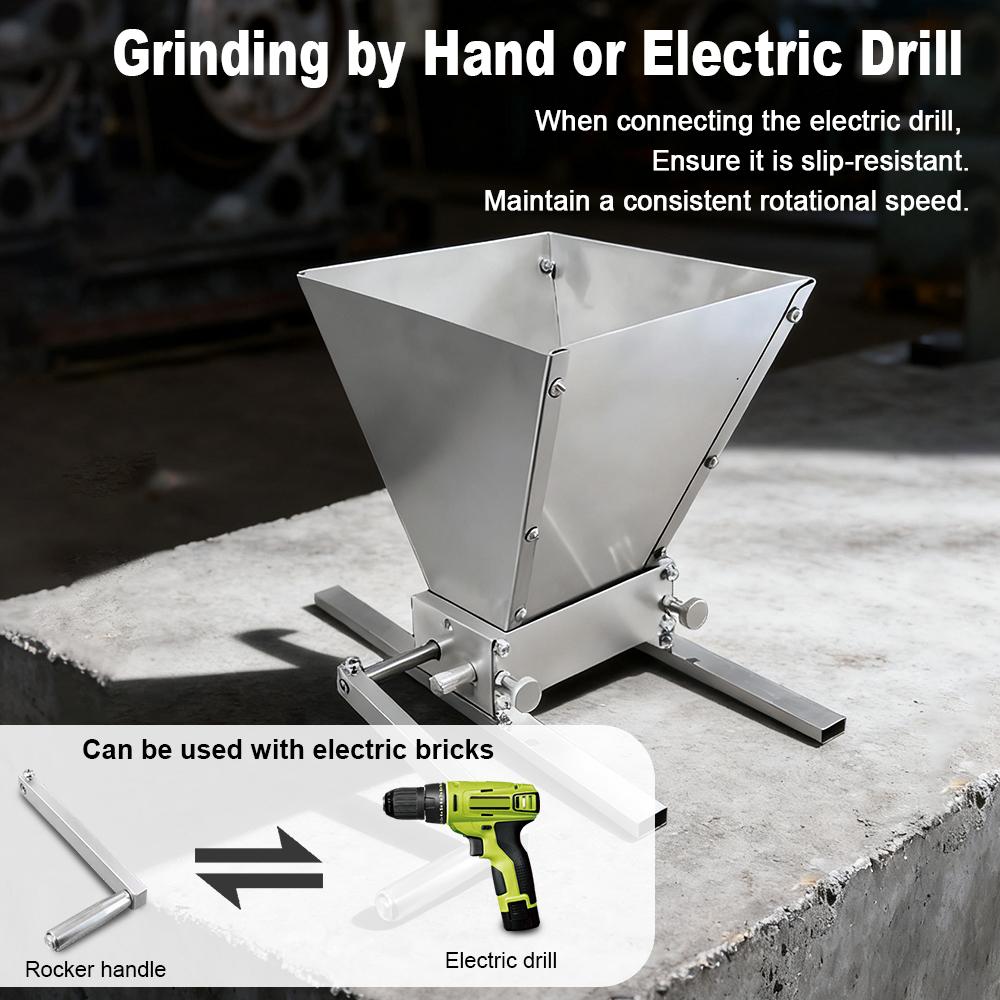 Malt Crusher Barley Grain Grinder Mill 2-roller Manual Adjustable 45# Carbon Steel Mill for Homebrew Beer Brewing