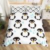 Penguin Duvet Cover Set Full Cute Animals Bedding Set Snow Decor Comforter Cover Set Cute Penguin Animal Quilt Cover Queen Size