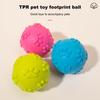 Собака жевательный звуковой мяч игрушка TPR след узор устойчивый к укусам молярный шарик для чистки зубов собаки игрушка для здоровья полости рта кукла