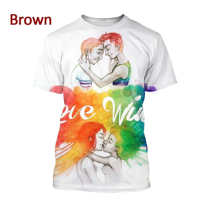 Новая летняя мужская/женская футболка с радужным 3d принтом и круглым вырезом, повседневная футболка большого размера с короткими рукавами, модные топы, трендовая одежда унисекс