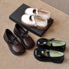 Retro New British Style Girls Princess Shoes Leather Shoes Black Children's Single Shoes