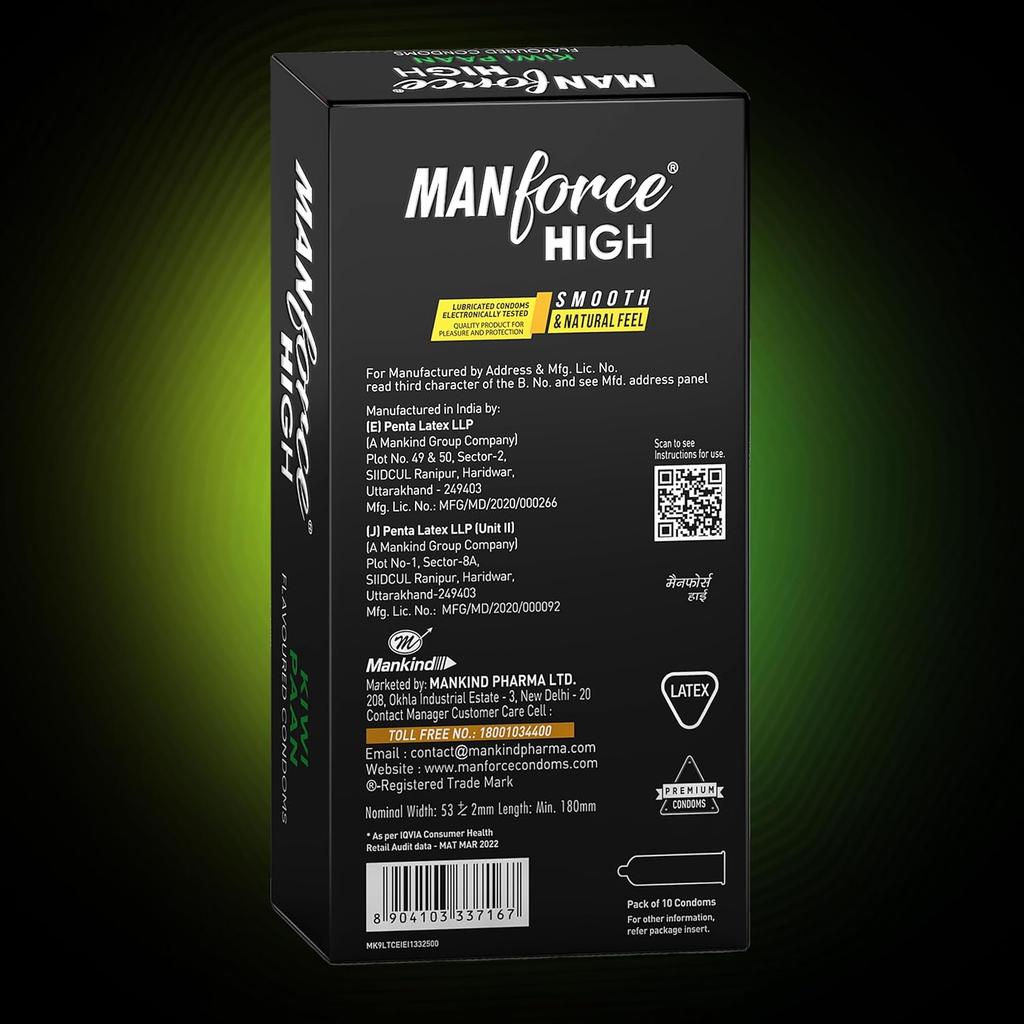 Manforce Презервативы со вкусом Киви Пан для мужчин | 10 шт. | Ультратонкие презервативы | Смазанные латексные презервативы | № 1 в Индии. 1* Марка презервативов для безопасного секса