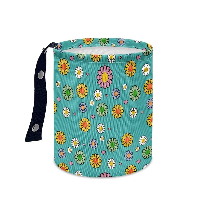 Daisy Cute Collapsible Portable Trash Can for Car Front Seat, Back Seat, Floor, Headrest Rubbish Bin