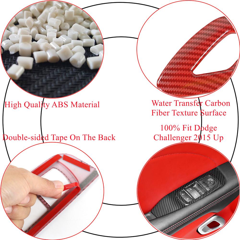 Кнопка переключателя подъема окна, украшение, внутренняя крышка ручки двери для Dodge Challenger 2015-2022, молдинги салона автомобиля