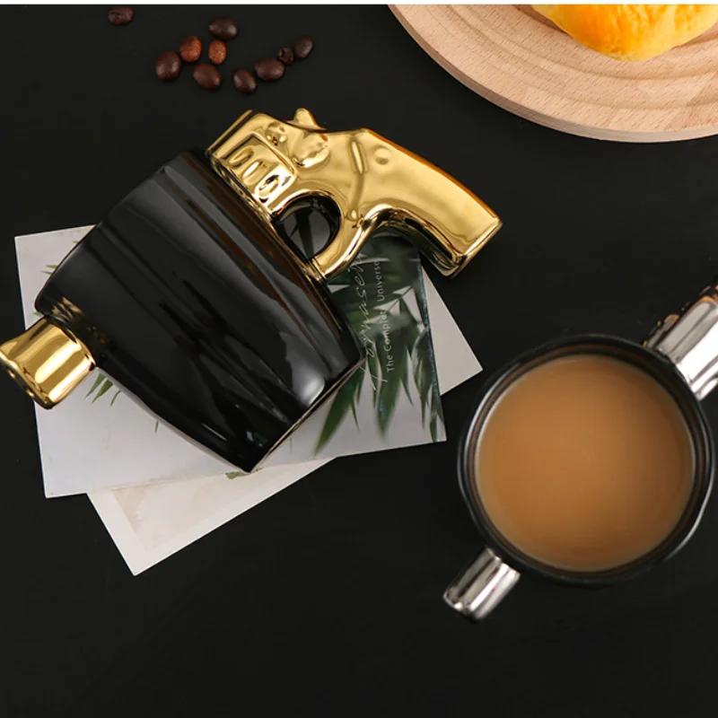 350ml Novelty Mug Revolver Handle Mug Coffee Cup Ceramic Personalized Decorations for Coffee Tea Milk 3D Mold Non-slip Glaze Cup