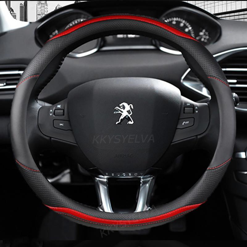 Автомобильный чехол на руль из углеродного волокна + кожа для Peugeot 208 2012 ~ 2018 Peugeot 308 2014 ~ 2008 2013 ~ 2018 автомобильные аксессуары