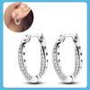 New S925 Silver Double Hoop Earrings Sparkling Pave Stud Earring Gift For Women Engagement Jewelry Anniversary