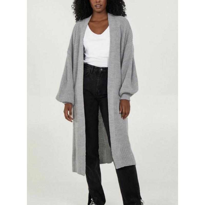Oversized Long Sleeve Knit Cardigan Sweater Women Winter Loose Fit Plus Size V-Neck Open Front Longline Coat