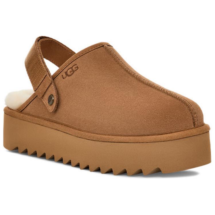 UGG Удобные двусторонние мюли с флисовой подкладкой, закрытый носок, женские, цвет каштановый 1166734-CHE
