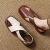 Fashion Roman Style Retro Square Head Women's Casual Flat Sandals 2025 Summer Fashion Hollow Versatile Soft Soled Comfortable Cool Shoes