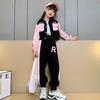 Girls' Korean Style Sports Jacket & Pants Set - Trendy Spring/Autumn Long Sleeve Two-Piece for Kids