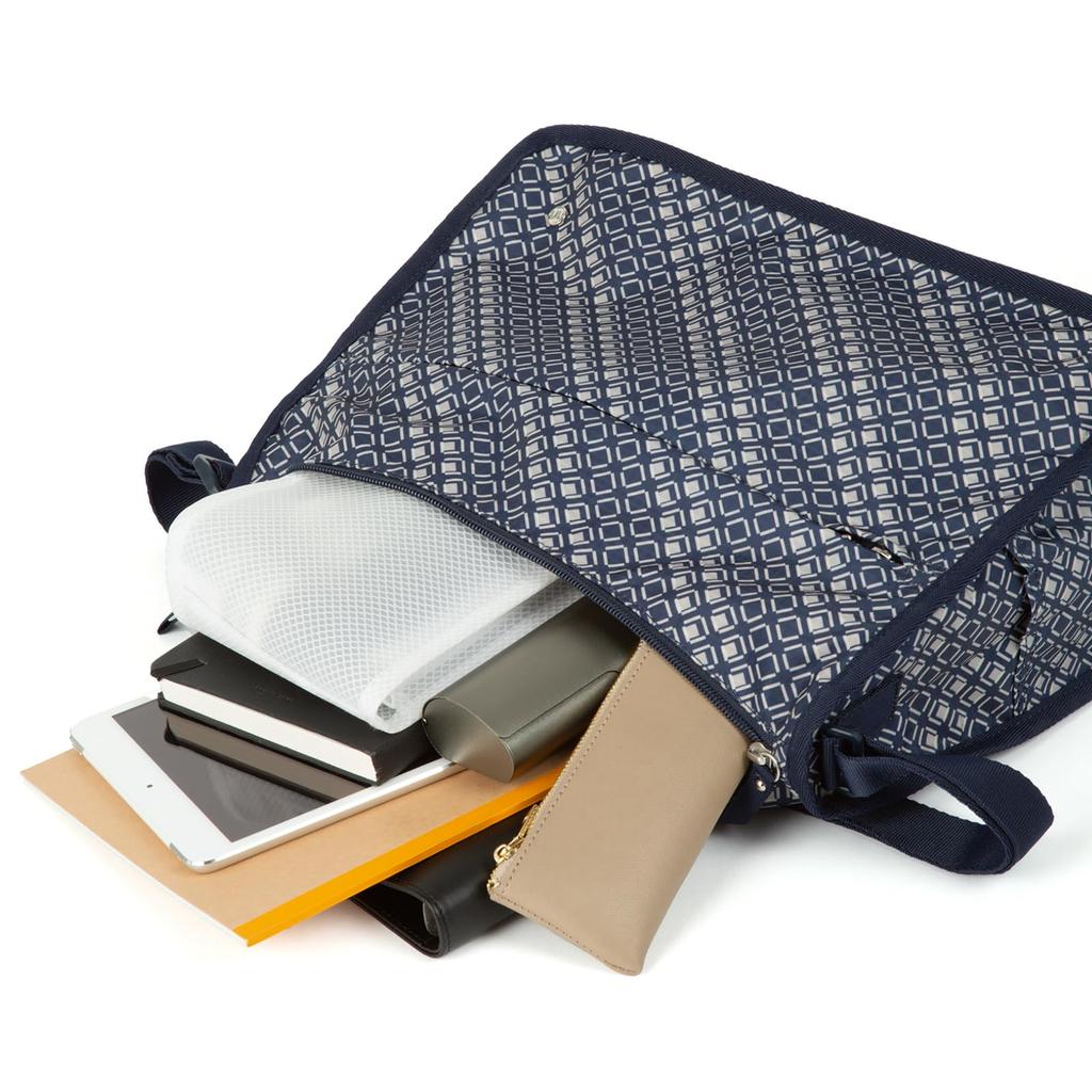 Hiromichi Nakano Fesli Shoulder Bag with Back Navy 17522 Women's Pocket, (Geometric Pattern), No.