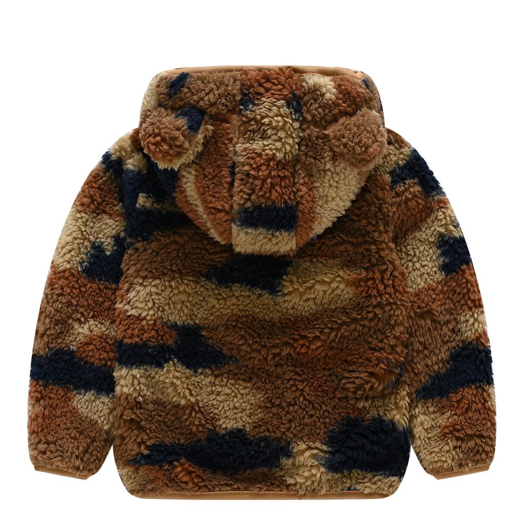 Милая куртка с ушками медведя для младенцев и малышей, мужская и женская, однотонная куртка с капюшоном для младенцев, детский шерстяной свитер