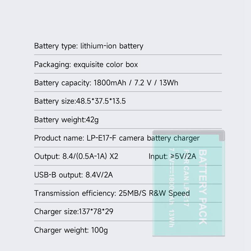 1800mAh LPE17 LP E17 LP-E17 Battery +LCD USB Charger For Canon EOS RP 200D M3 M6 750D 760D T6i T6s 800D 8000D Kiss X8i Camera
