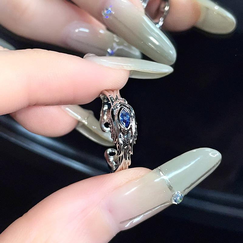 Niche Design Cold Wind Retro Open Ring Jewelry Women Dripping Oil Personality Advanced Sense Index Finger Ring