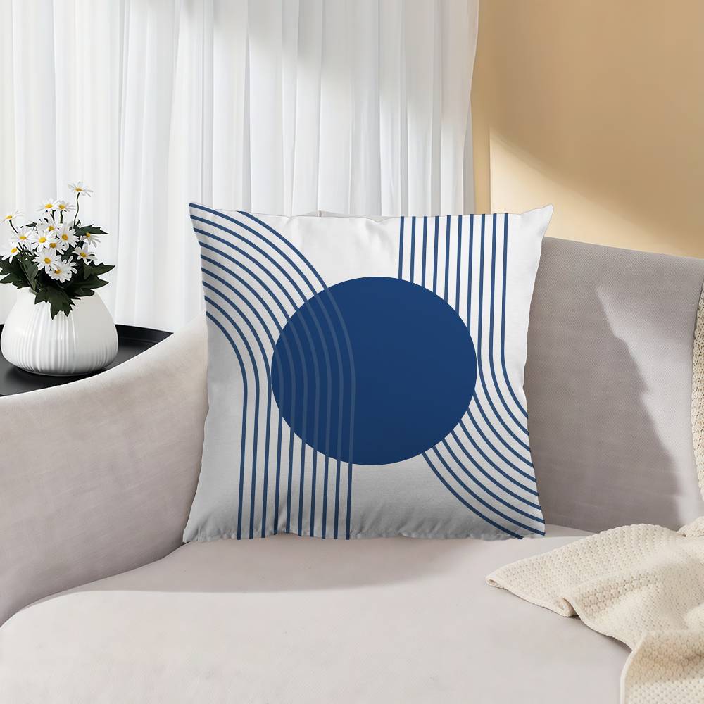 Beauty Blue Geometric Cushion Cover Inches Farmhouse Decor Home Throw Pillow Covers For Couch Decorations