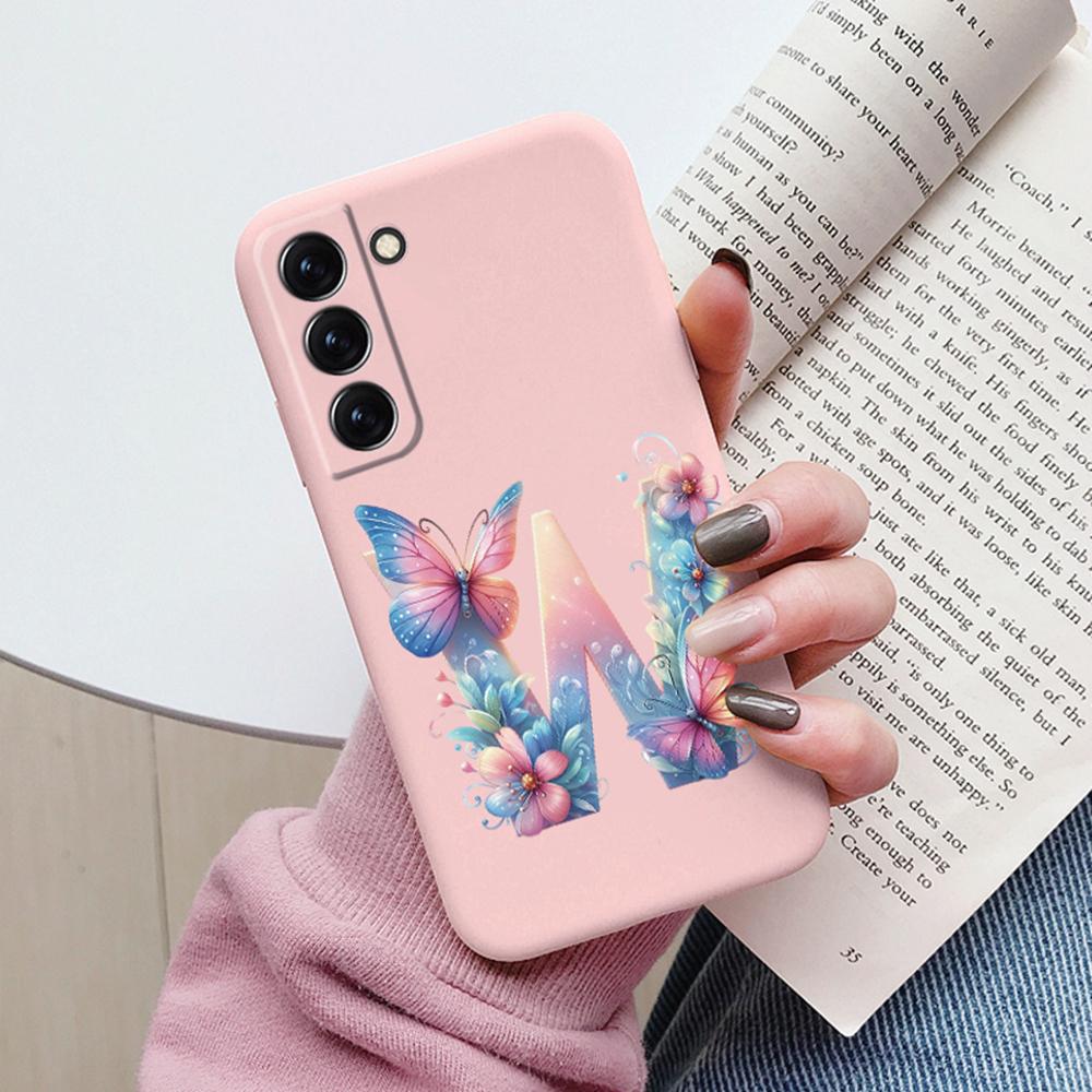Phone Case Women For Samsung Galaxy S21 FE S22 Plus Girls Bumper Cover Colorful Letter Flower Butterfly Love samsang s22 Ultra