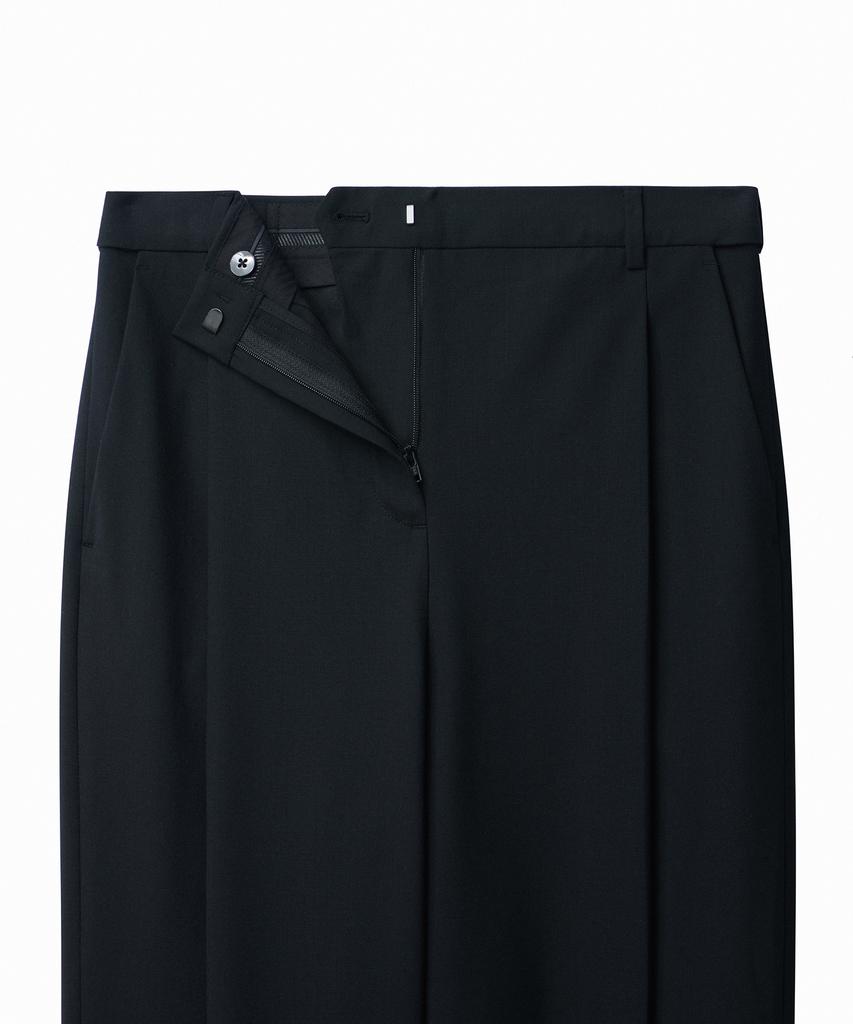 MUSINSA STANDARD WOMAN Женские летние шерстяные свободные зауженные брюки с скрытой резинкой [Черный]