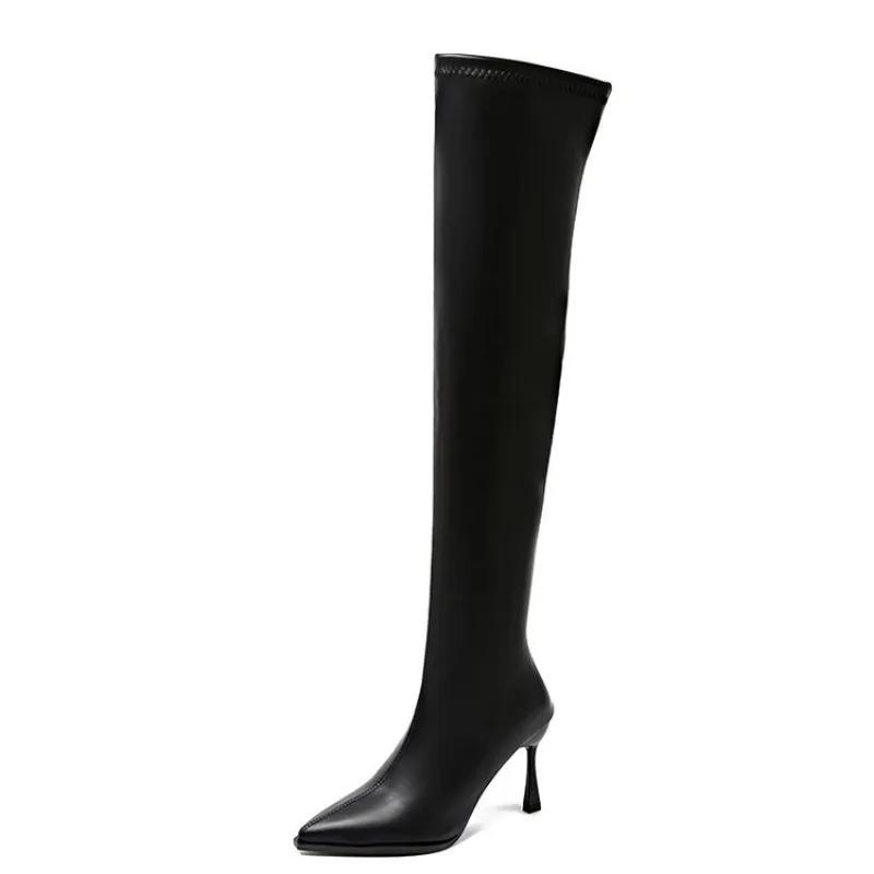 Shoes Woman 2024 Trend Soft Leather High Quality Women Over The Knee Boots Super Thin High Heel Sexy Ladies
