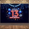 13th Birthday Partys Decoration Backgound Surprise Colorful Glitter Balloon Child Gift Banner Family Photography Props Backdrop