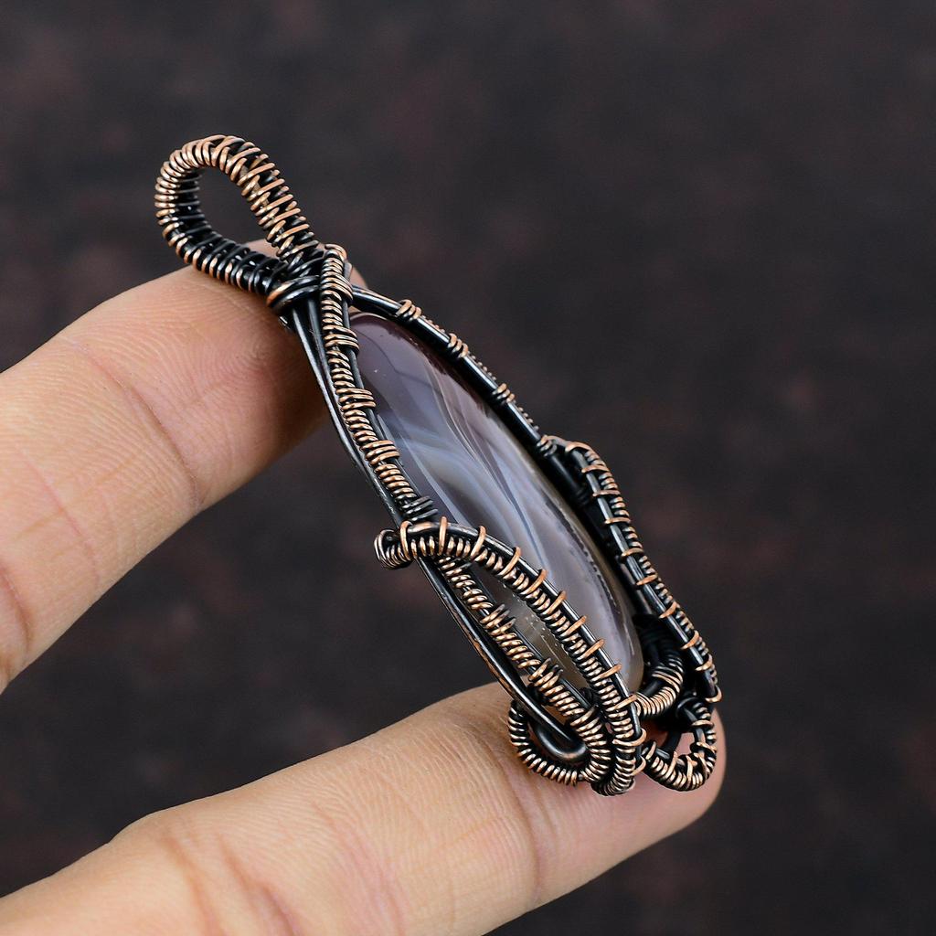 Подвеска Crazy Lace Agate, подвеска из медной проволоки, подвеска из драгоценных камней ручной работы, ювелирные изделия Crazy Lace Agate, подарок на помолвку, ювелирные изделия из медной проволоки