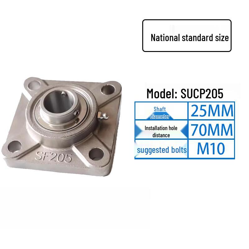 Jundingying SUCF205 Stainless Steel Square Flange Bearing Unit