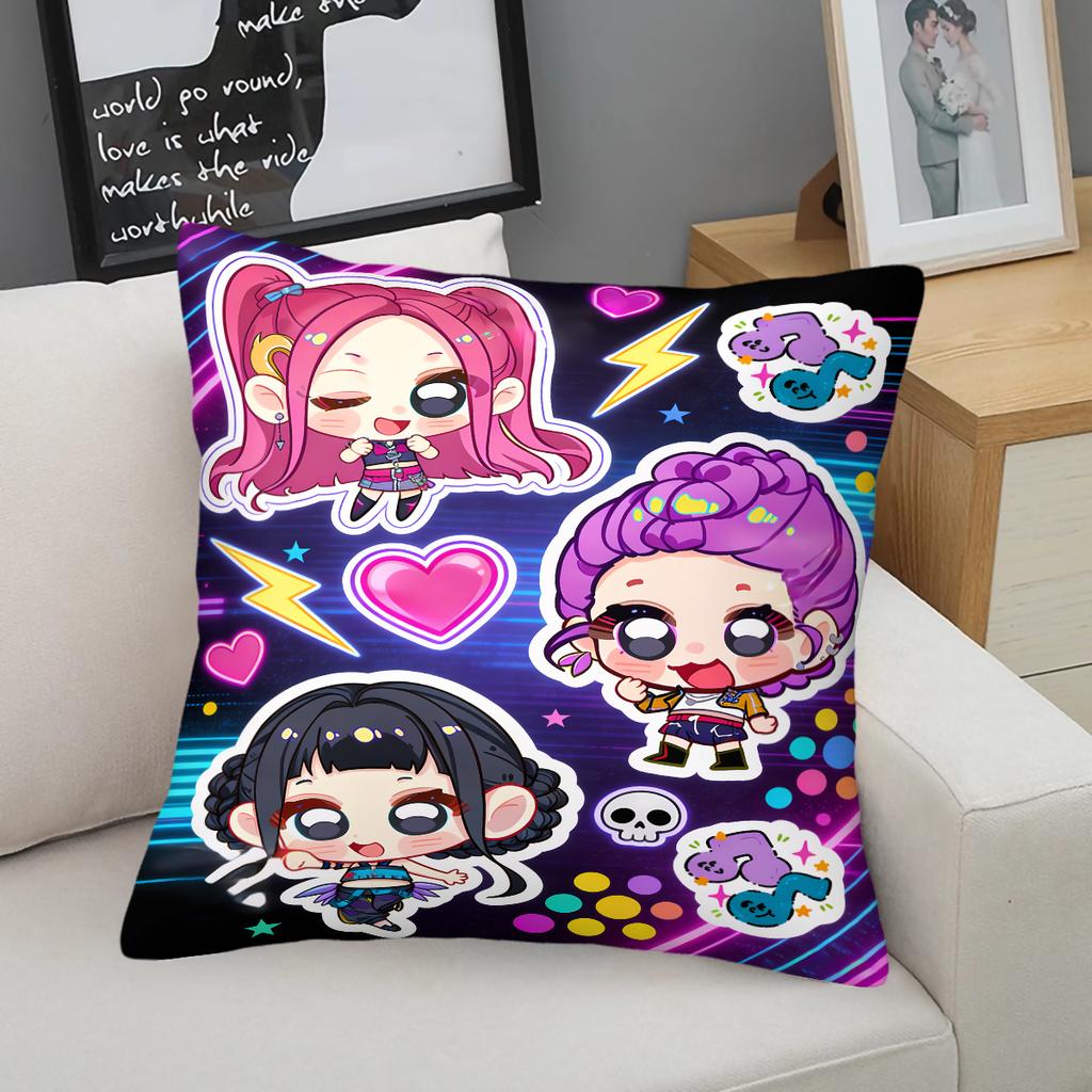 Kpop Style Throw Pillow Decorative Cushion Cute Anime Idol And Music Note Print Polyester Pillow For Sofa Bedroom Fans Home Decor