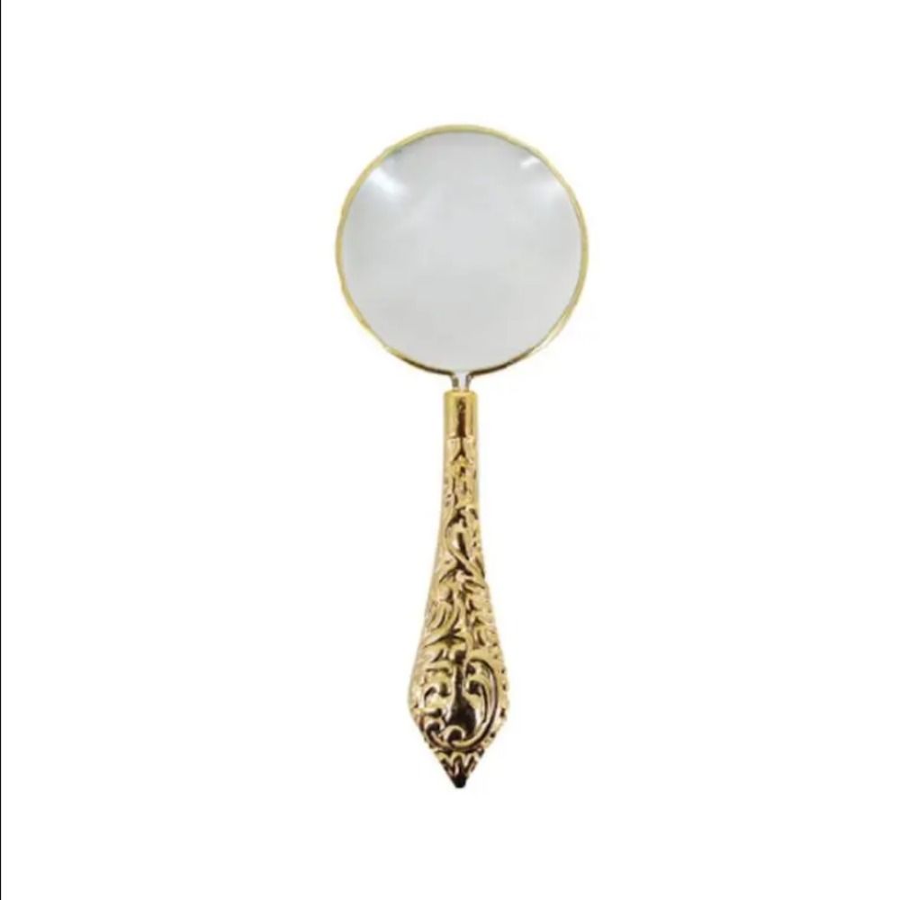 Metal Handheld Magnifier Delicate Pattern Magnifying Glass 5X Carved Magnifier  Reading Book