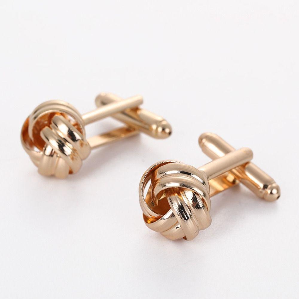 Alloy Alloy Cufflinks Gold Silver Black Shirt Suit Cuff Links Elegant Style Knot Men