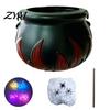 Lighted Magic Potion Pot Light Up Witch Cauldron DIY Set, Halloween Glowing Black Plastic Bowl with Spiders, Event Decoration Supplies Spooky